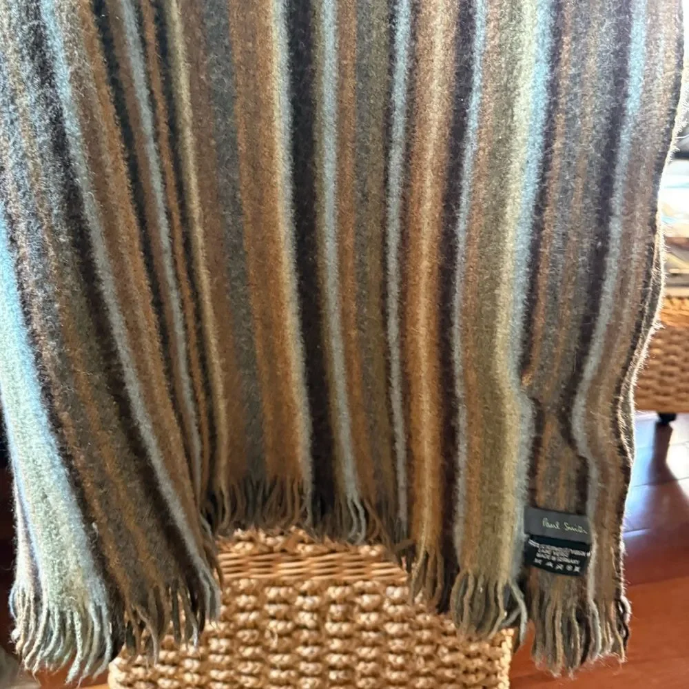 Vintage Paul Smith 100% Virgin Wool Striped Throw Blanket 61x47 Made in Germany